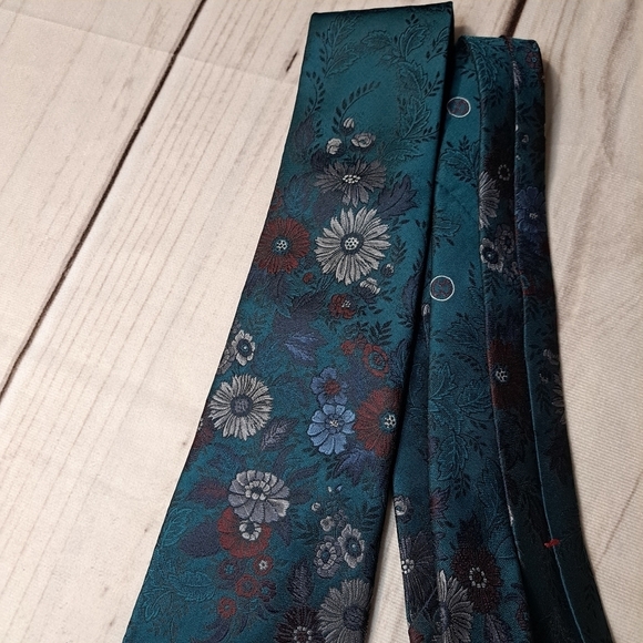 Halston III Teal Floral Neck Tie - Picture 1 of 6